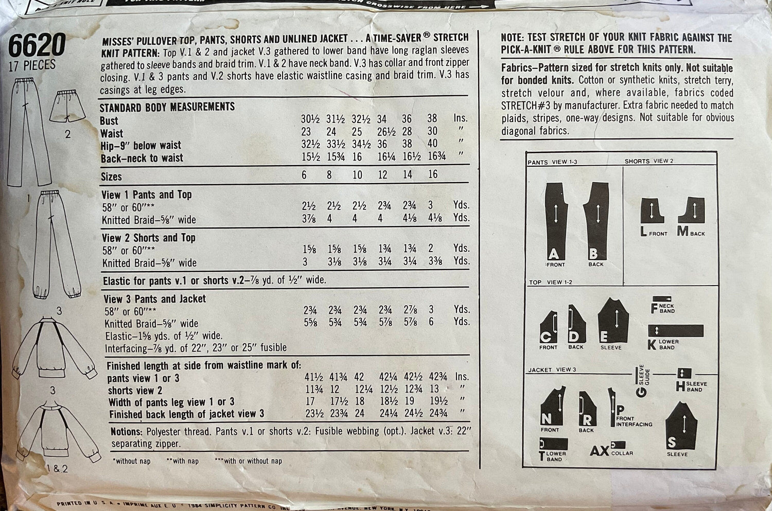 Simplicity 6620 Sewing Pattern (Vintage) UNCUT
