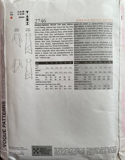 Vogue 2746 Sewing Pattern (Vintage) UNCUT