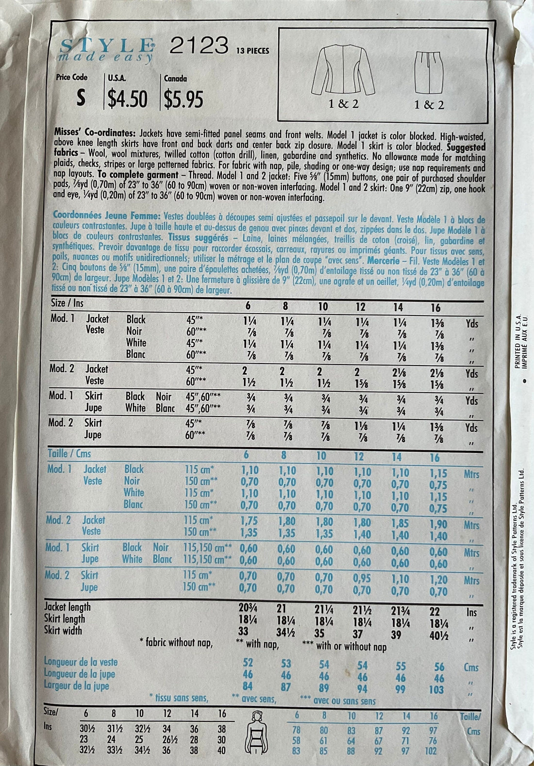 Style 2123 Sewing Pattern (Vintage) UNCUT
