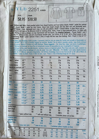 Style 2251 Sewing Pattern (Vintage) UNCUT