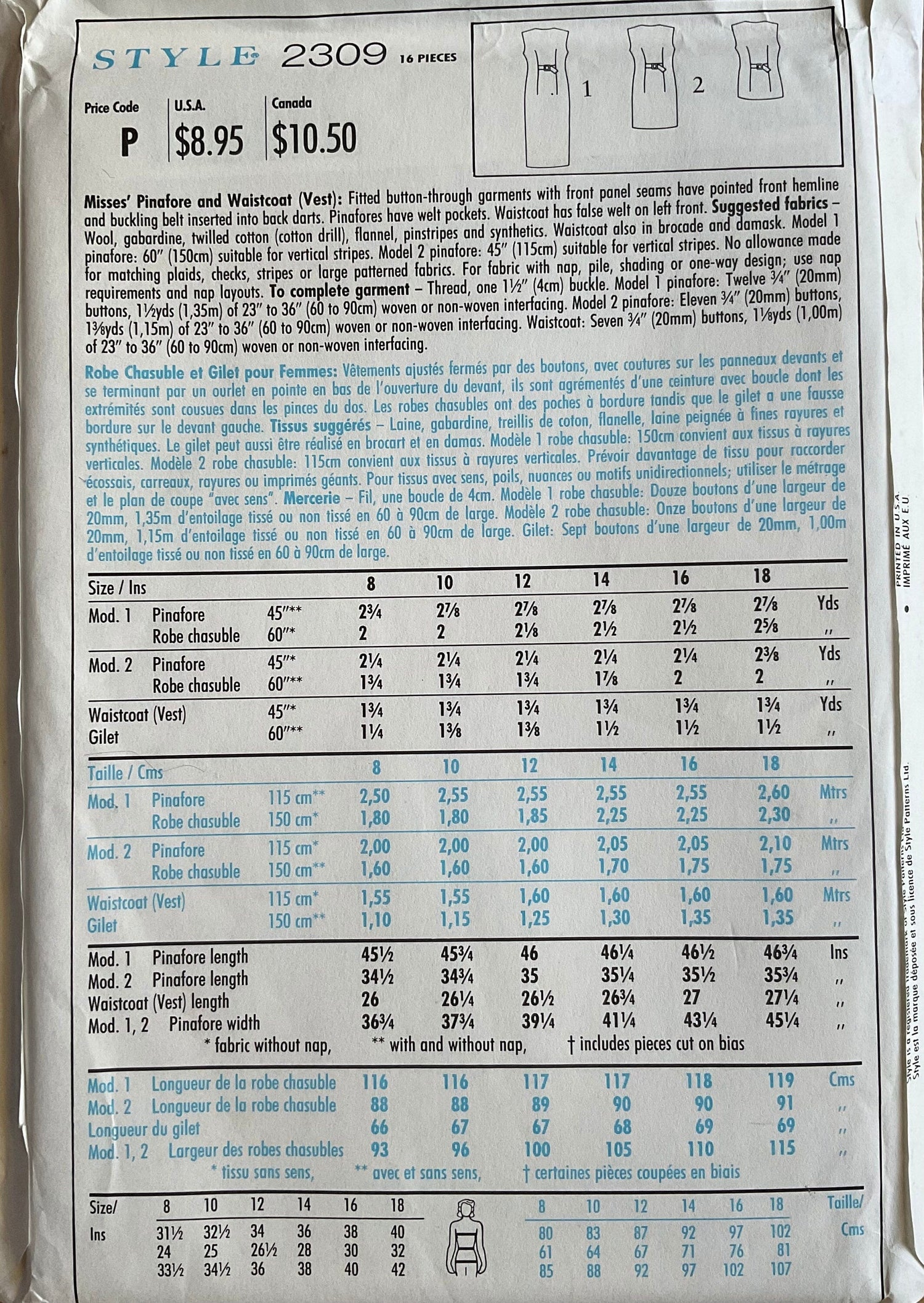 Style 2309 Sewing Pattern (Vintage) UNCUT