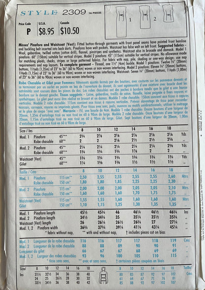 Style 2309 Sewing Pattern (Vintage) UNCUT