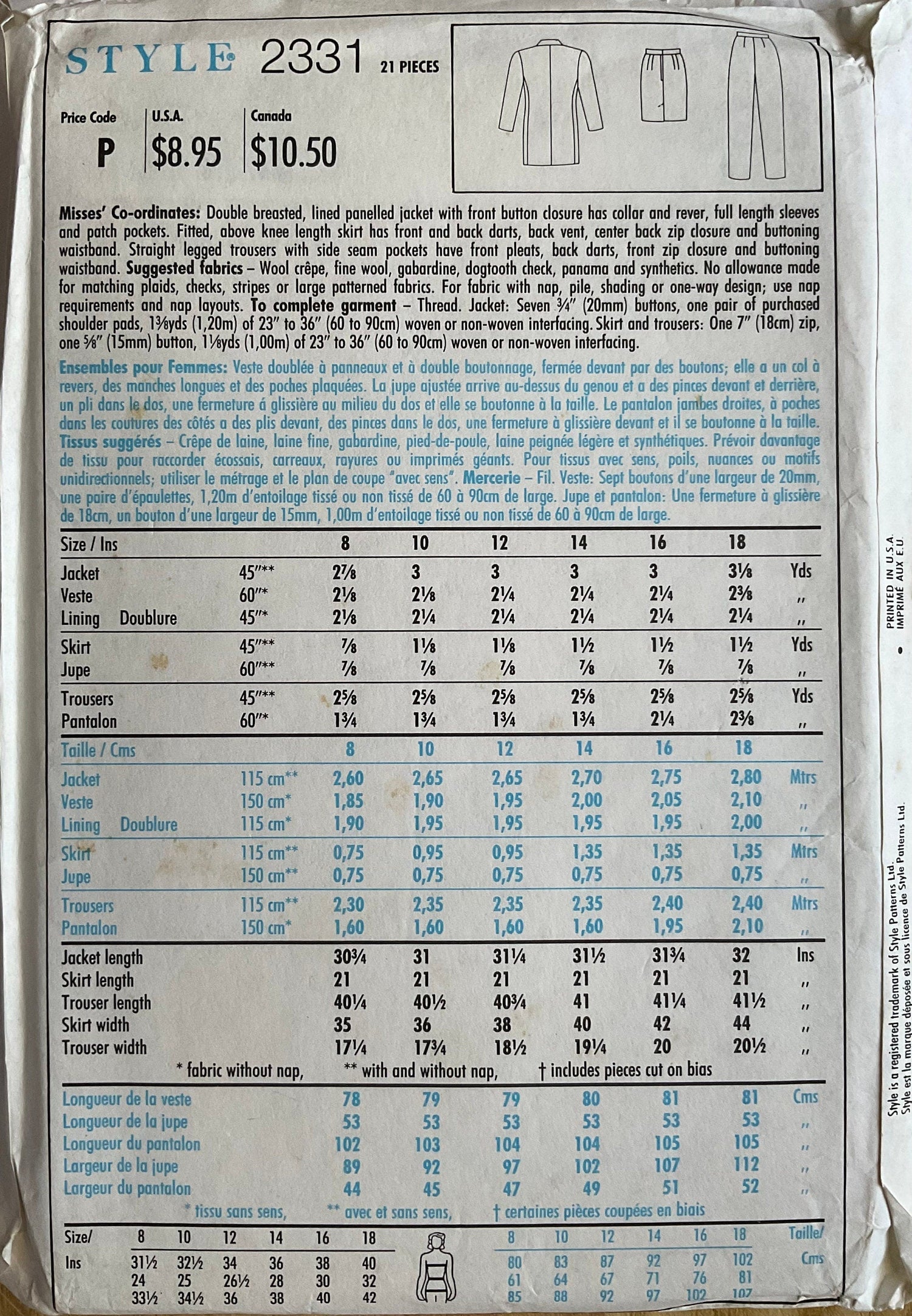 Style 2331 Sewing Pattern (Vintage) UNCUT