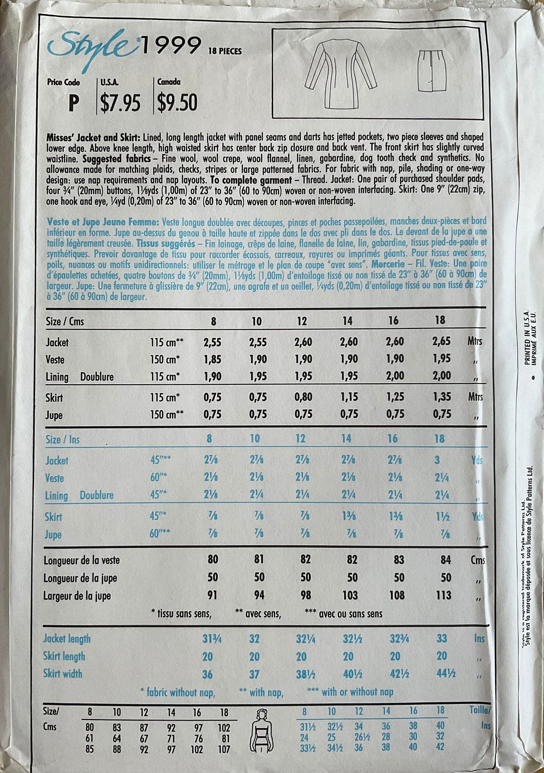 Style 1999 Sewing Pattern (Vintage) UNCUT
