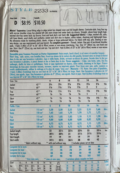 Style 2233 Sewing Pattern (Vintage) UNCUT