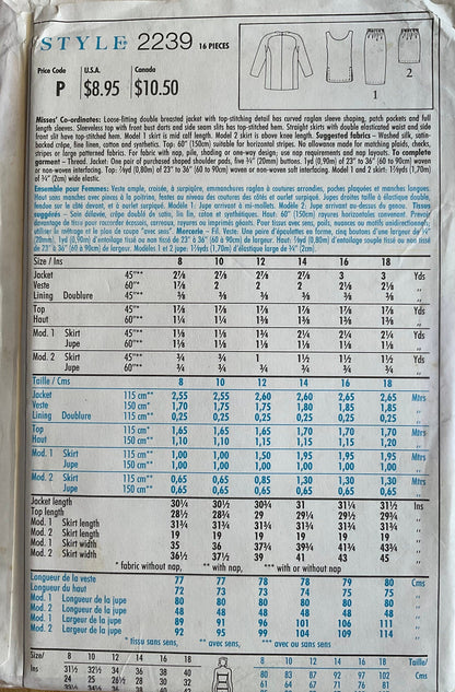 Style 2239 Sewing Pattern (Vintage) UNCUT