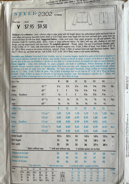 Style 2302 Sewing Pattern (Vintage) UNCUT