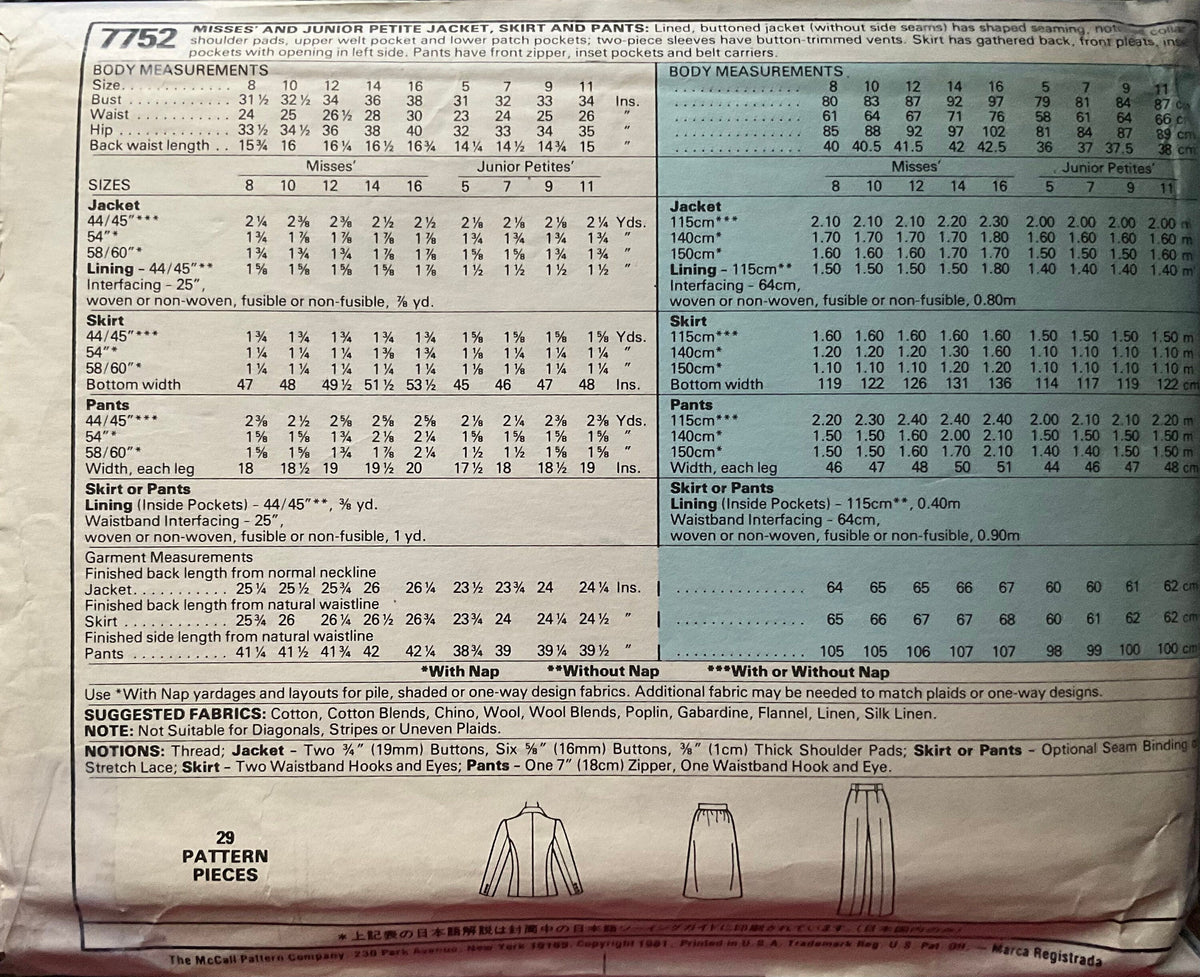 McCall's 7752 Sewing Pattern (Vintage) UNCUT – ANAPACLOTHING