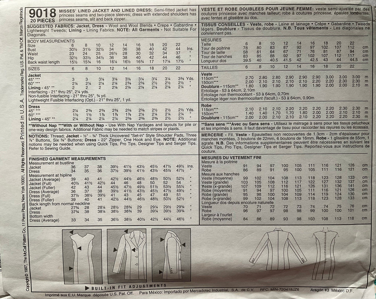 McCall's 9018 Sewing Pattern (Vintage) UNCUT – ANAPACLOTHING