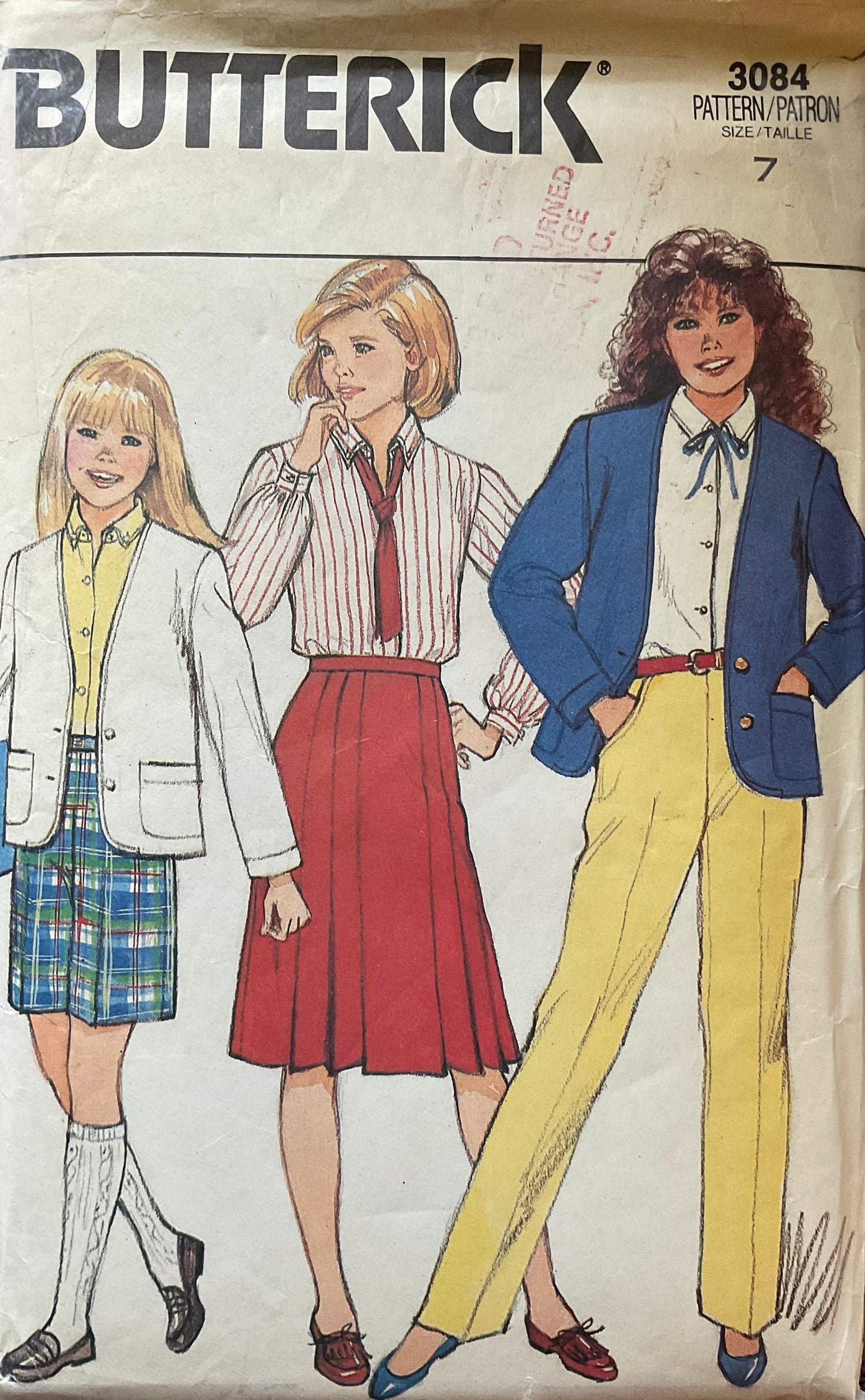 Butterick 3084 Sewing Pattern (Vintage) CUT