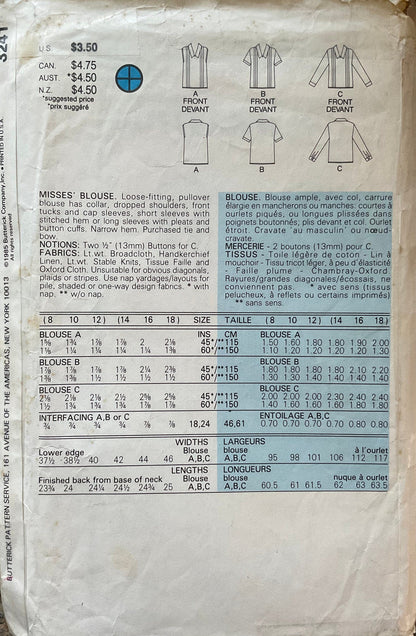 Butterick 3241 Sewing Pattern (Vintage) CUT