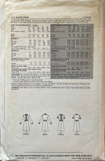 Butterick 3135 Sewing Pattern (Vintage) UNCUT