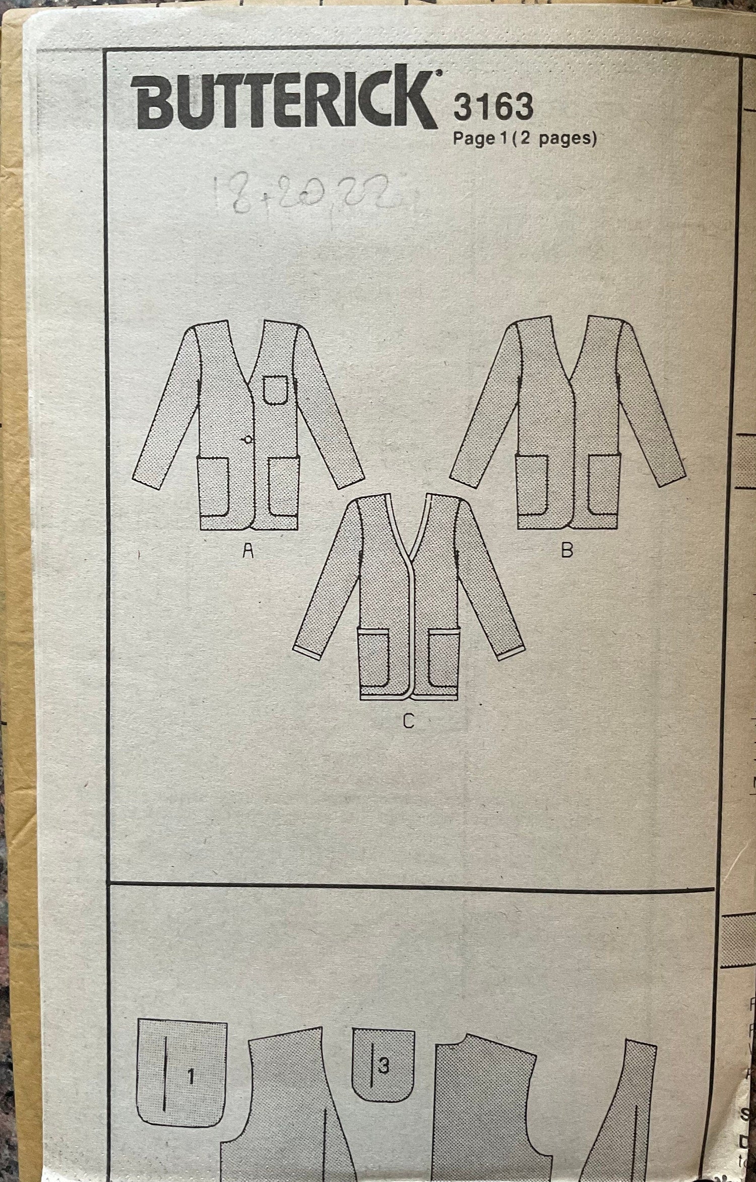 Butterick 3163 Sewing Pattern (Vintage) UNCUT