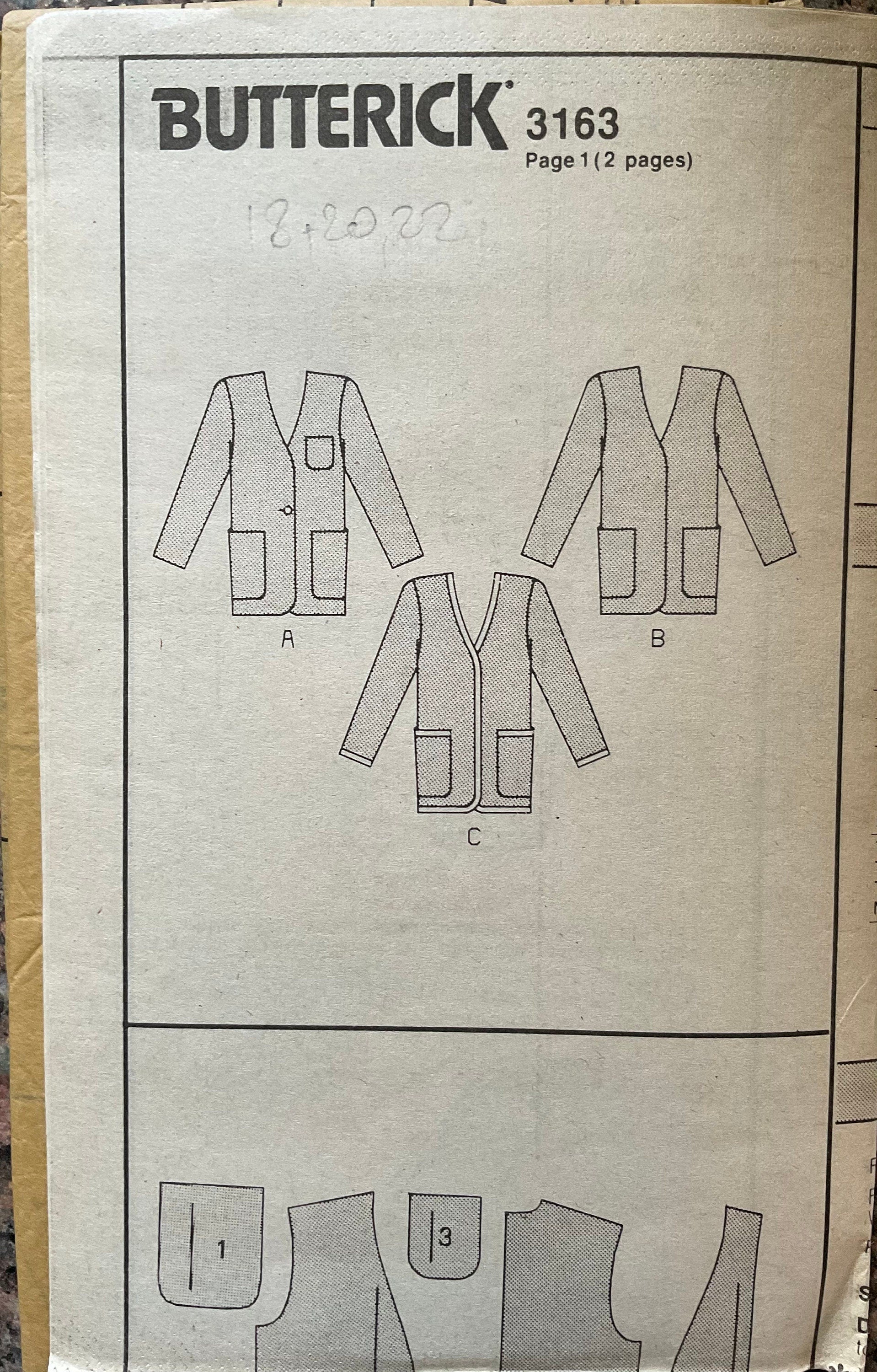 Butterick 3163 Sewing Pattern (Vintage) UNCUT