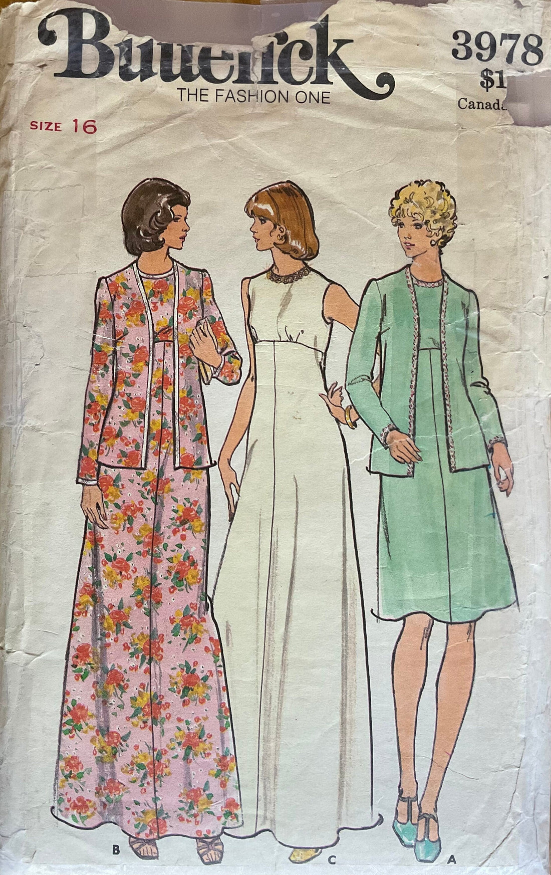 Butterick 3978 Sewing Pattern (Vintage) CUT