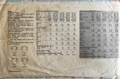 Butterick 4296 Sewing Pattern (Vintage) CUT