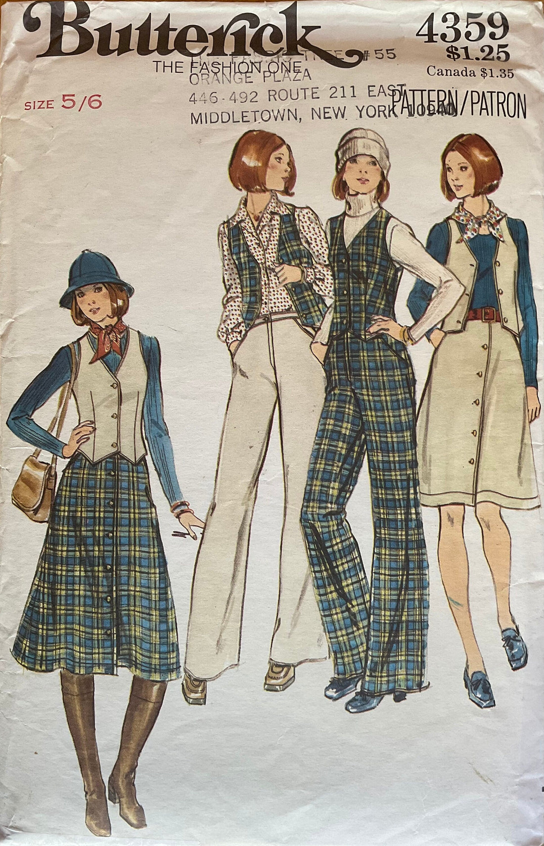 Butterick 4359 Sewing Pattern (Vintage) CUT