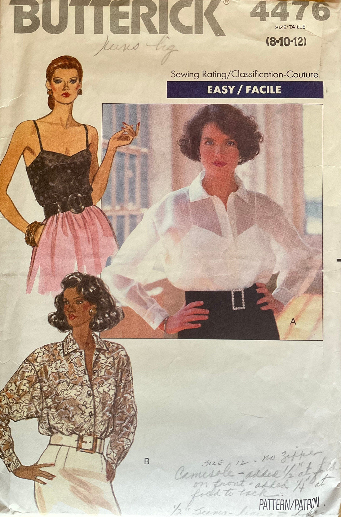 Butterick 4476 Sewing Pattern (Vintage) CUT