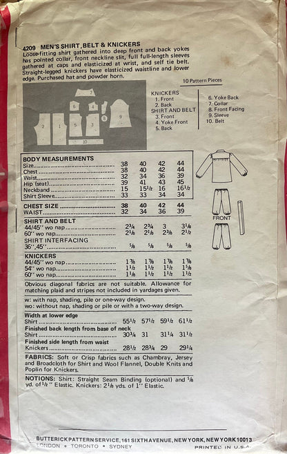 Butterick 4209/10 Sewing Pattern (Vintage) CUT