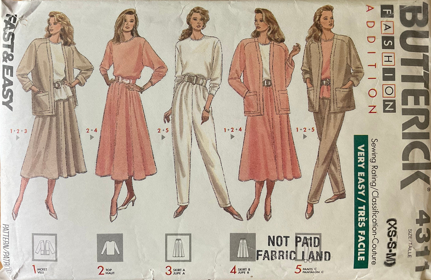 Butterick 4311 Sewing Pattern (Vintage) CUT