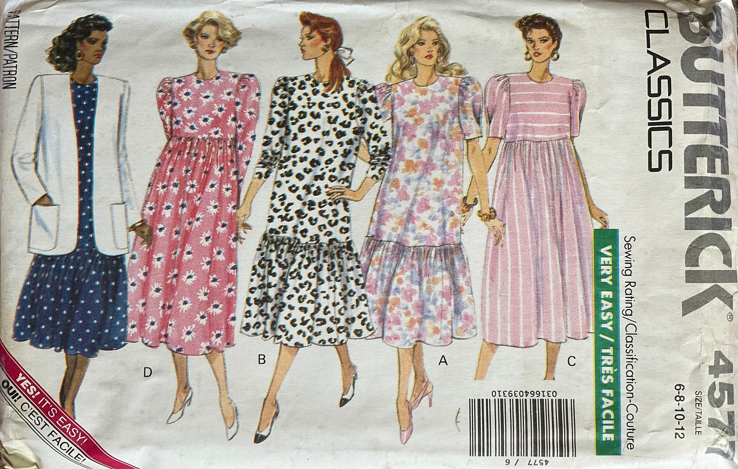 Butterick 4577 Sewing Pattern (Vintage) UNCUT
