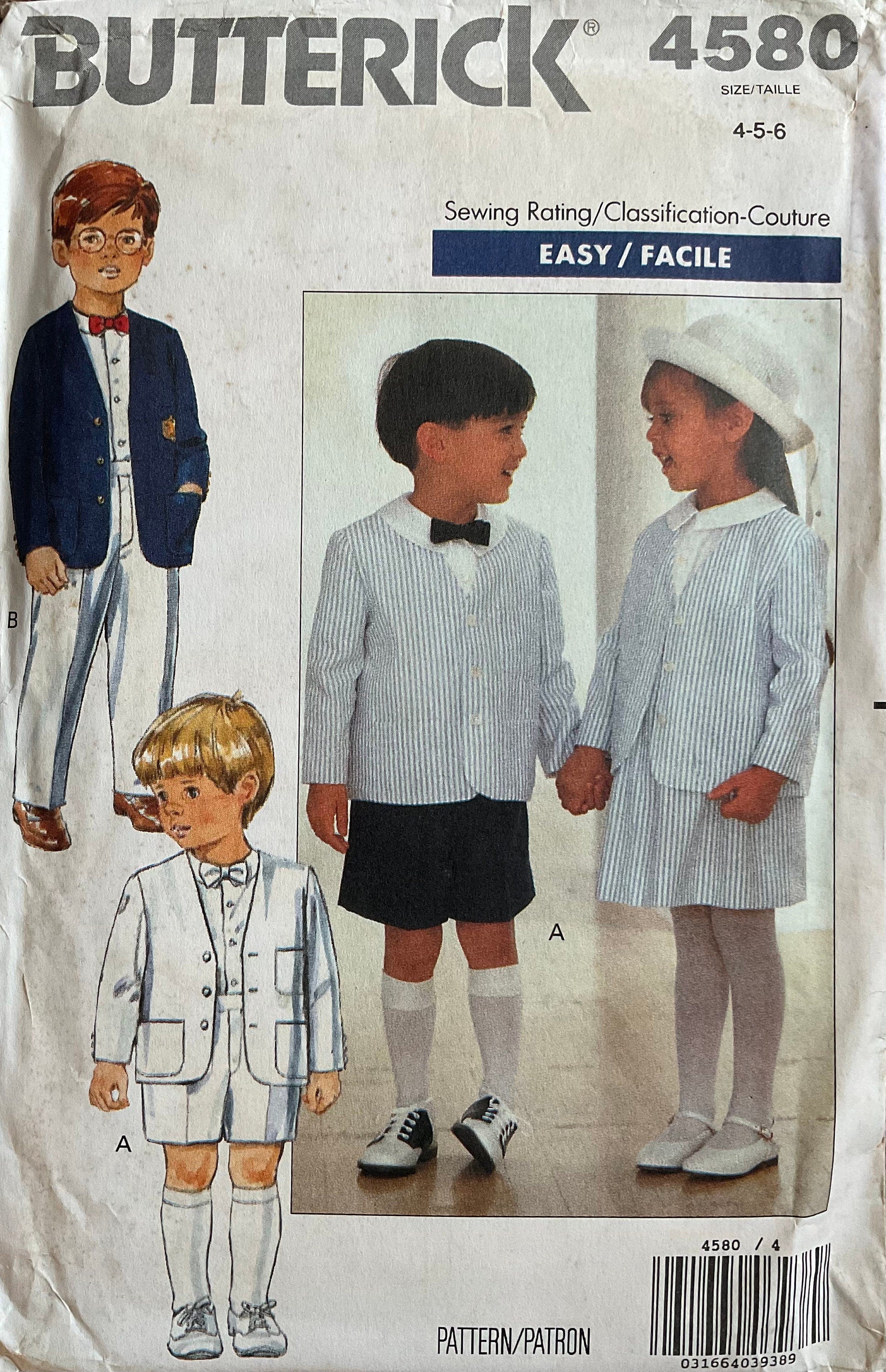 Butterick 4580 Sewing Pattern (Vintage) UNCUT
