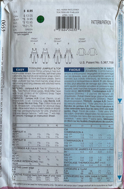 Butterick 4590 Sewing Pattern (Vintage) UNCUT