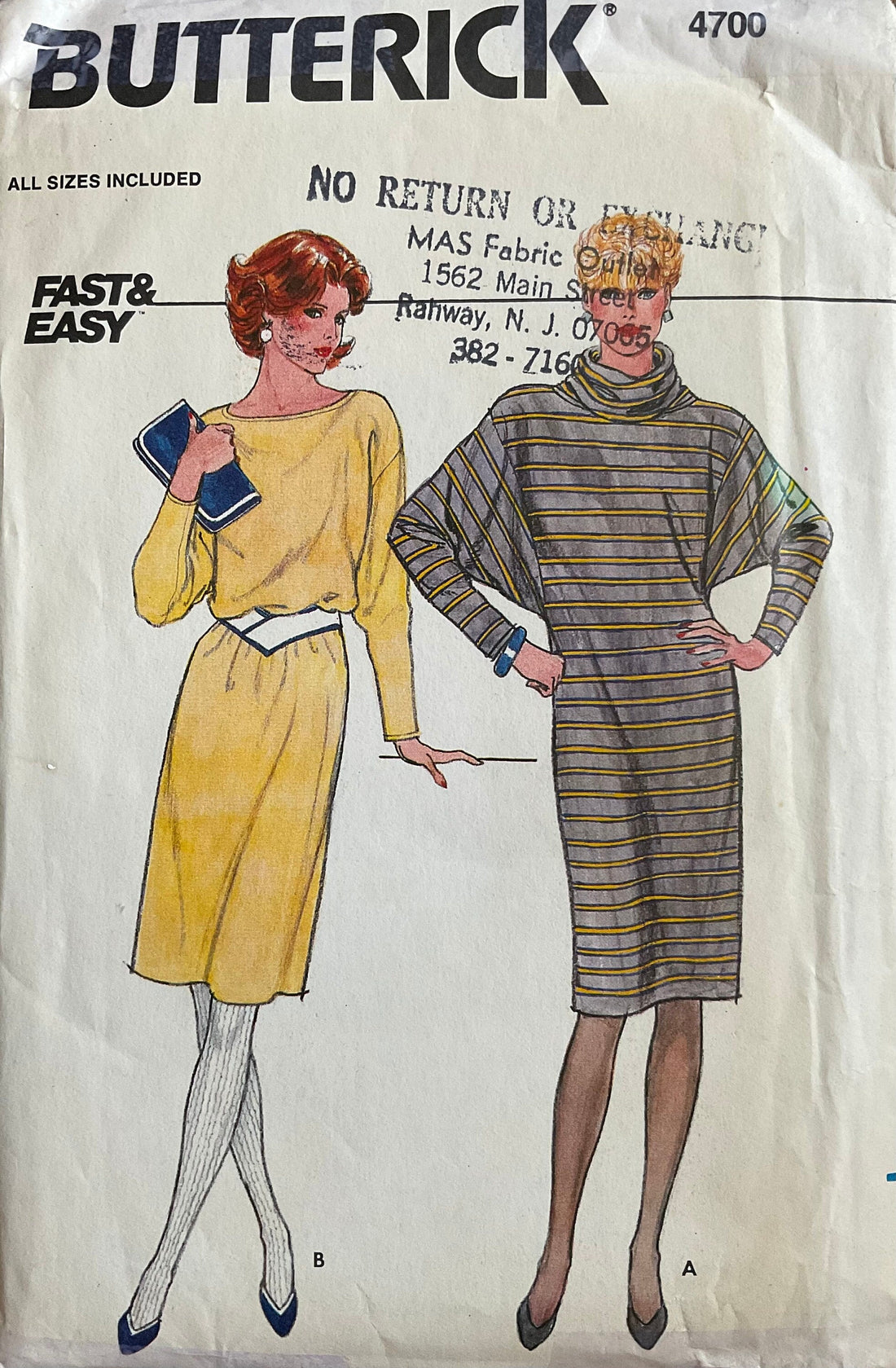 Butterick 4700 Sewing Pattern (Vintage) CUT