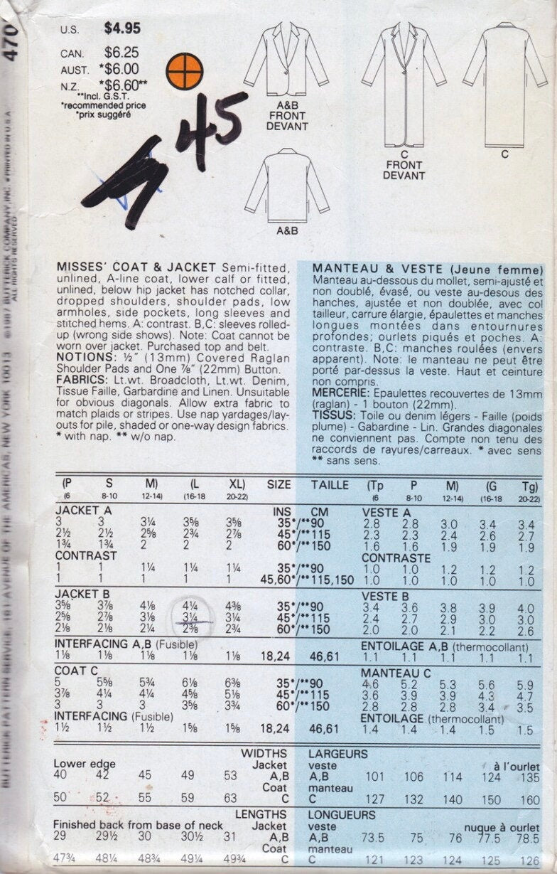 Butterick 4705 Sewing Pattern (Vintage) UNCUT