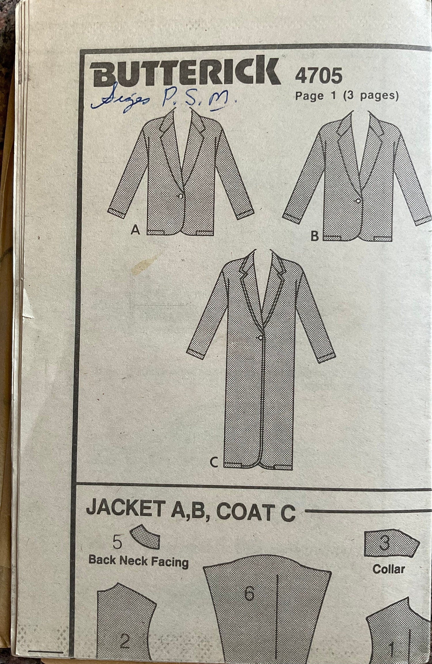 Butterick 4705 Sewing Pattern (Vintage) UNCUT