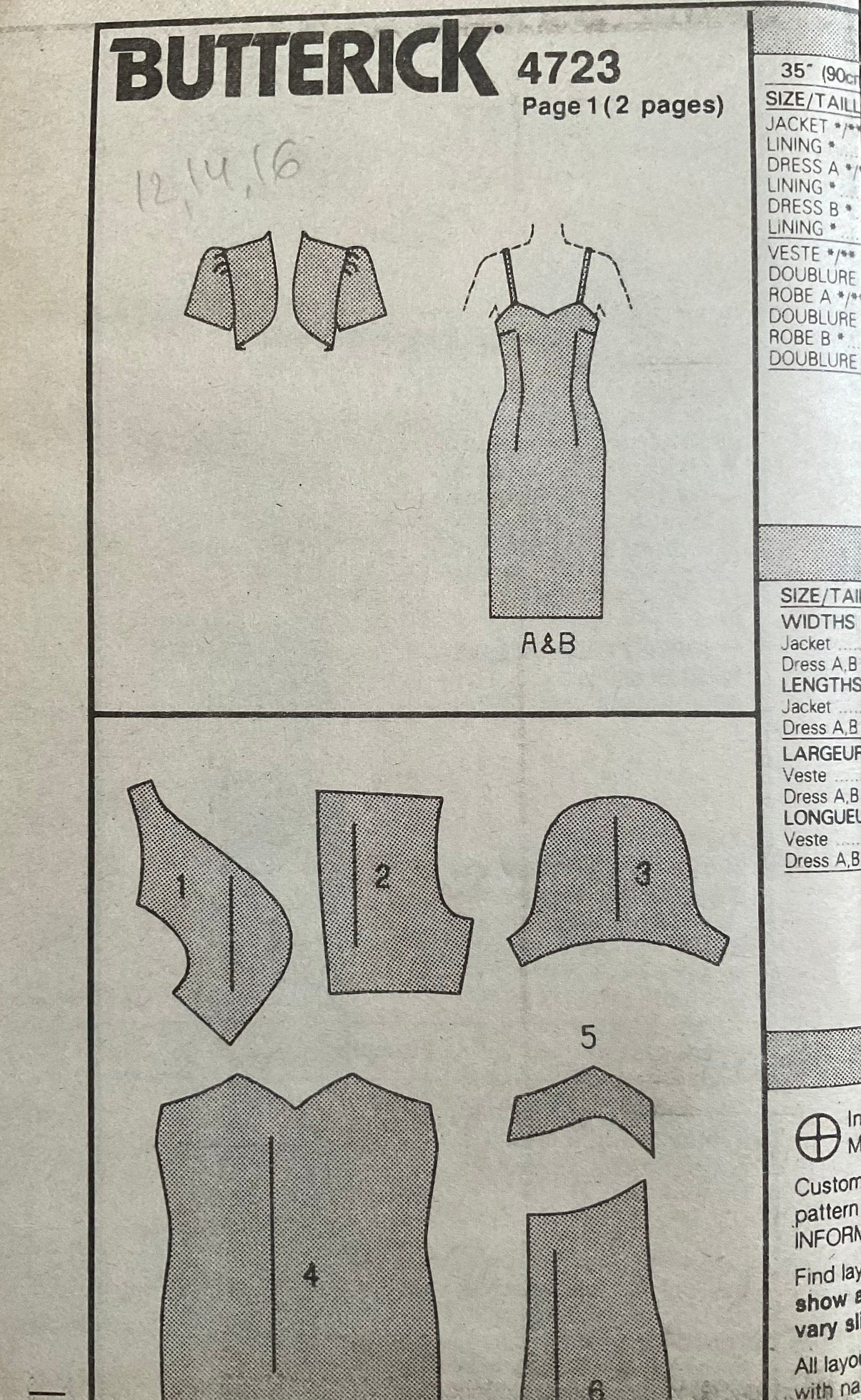 Butterick 4723 Sewing Pattern (Vintage) UNCUT
