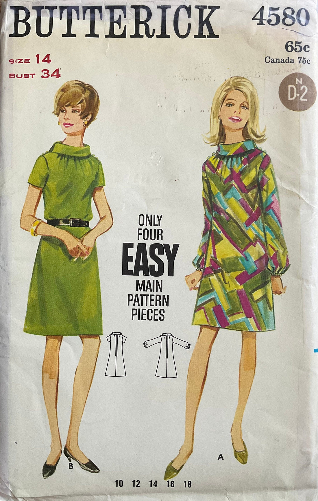 Butterick 4580 Sewing Pattern (Vintage) UNCUT