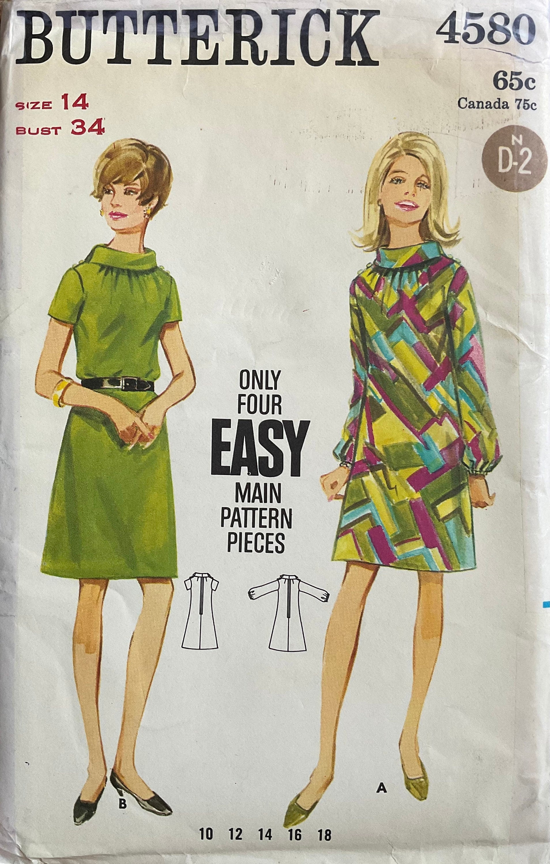 Butterick 4580 Sewing Pattern (Vintage) UNCUT