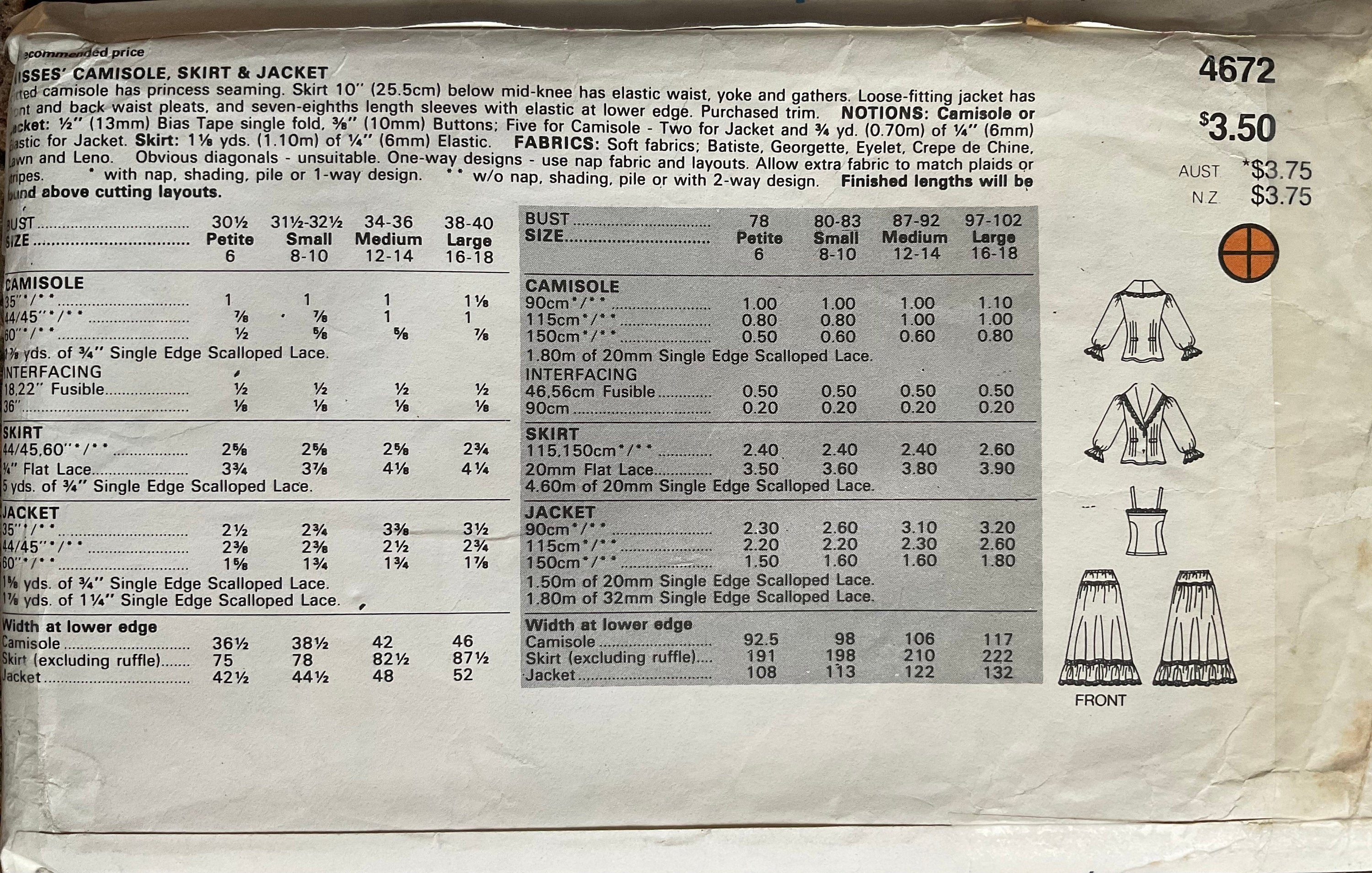 Butterick 4672 Sewing Pattern (Vintage) CUT