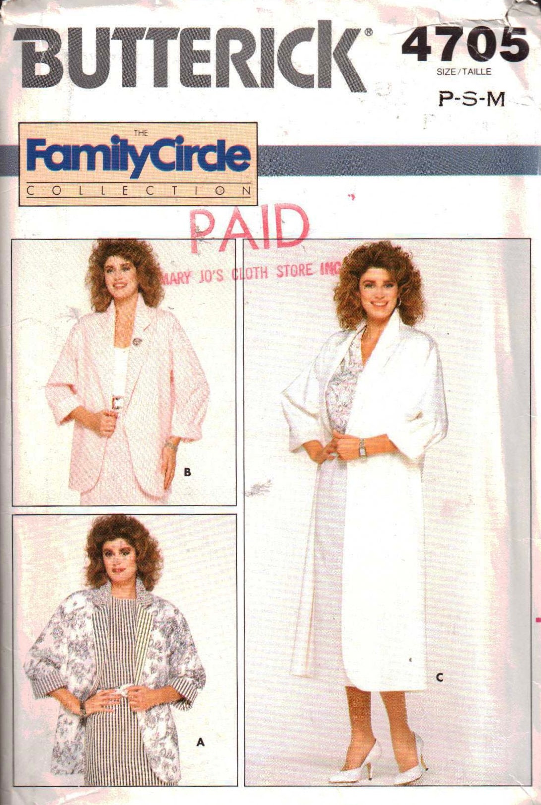 Butterick 4705 Sewing Pattern (Vintage) UNCUT