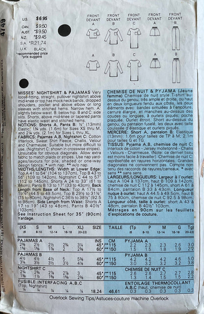 Butterick 4749 Sewing Pattern (Vintage) CUT