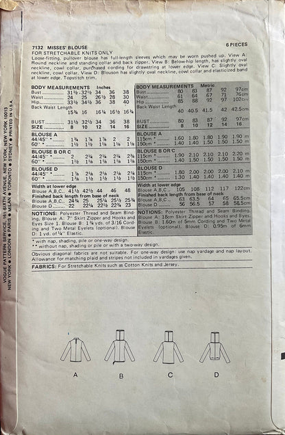 Vogue 7132 Sewing Pattern (Vintage) CUT