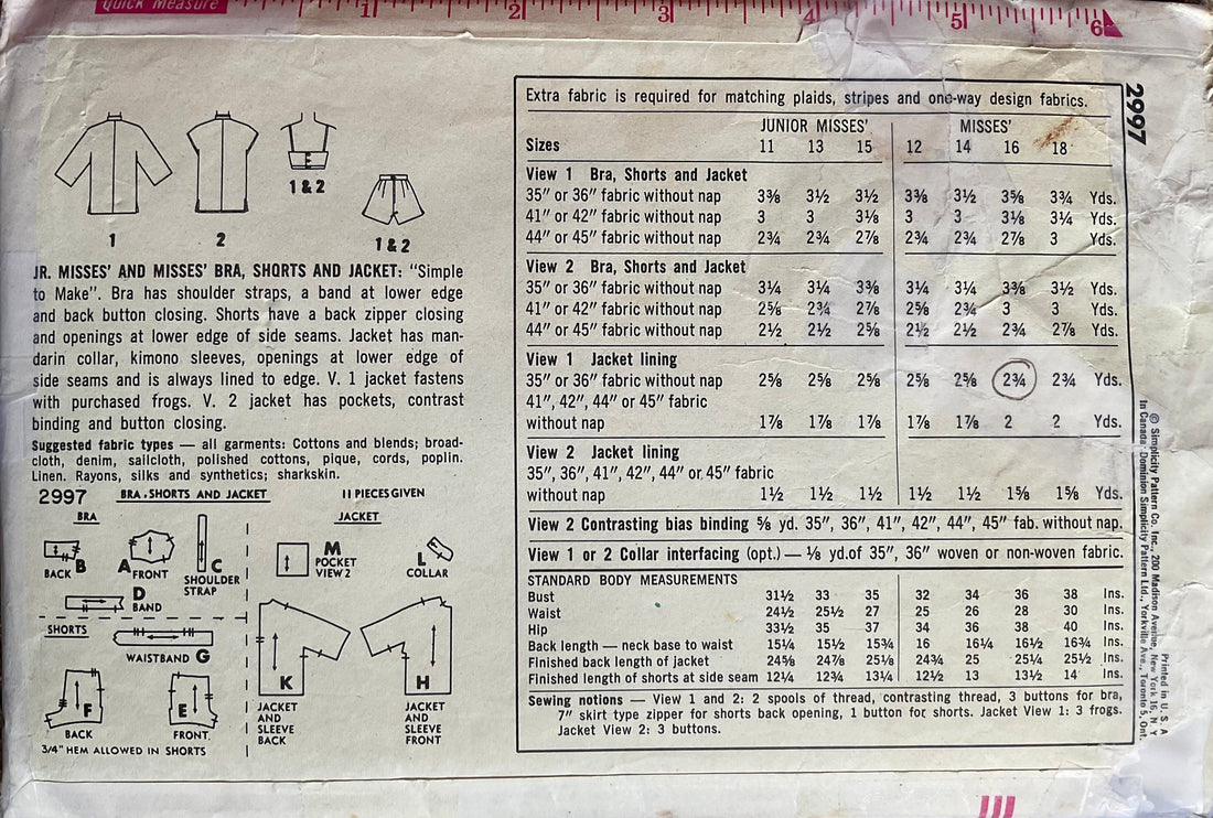 Simplicity 2997 Sewing Pattern (Vintage) CUT