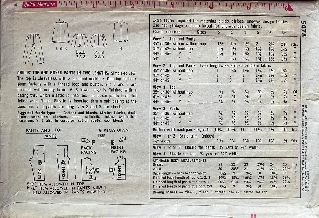 Simplicity 5478 Sewing Pattern (Vintage) CUT