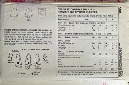 Simplicity 6036 Sewing Pattern (Vintage) CUT