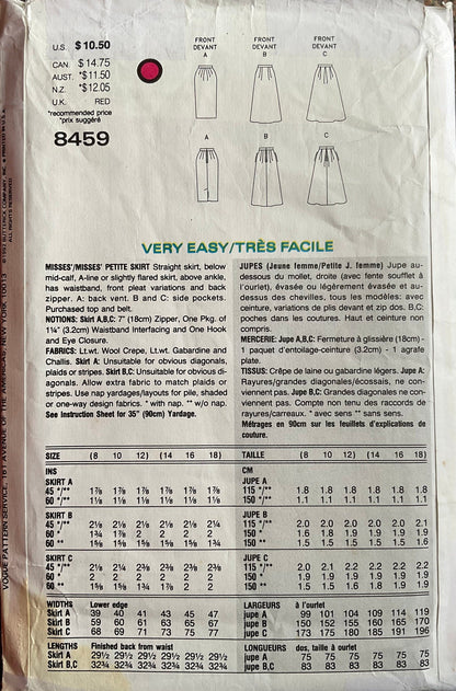 Vogue 8459 Sewing Pattern (Vintage) UNCUT