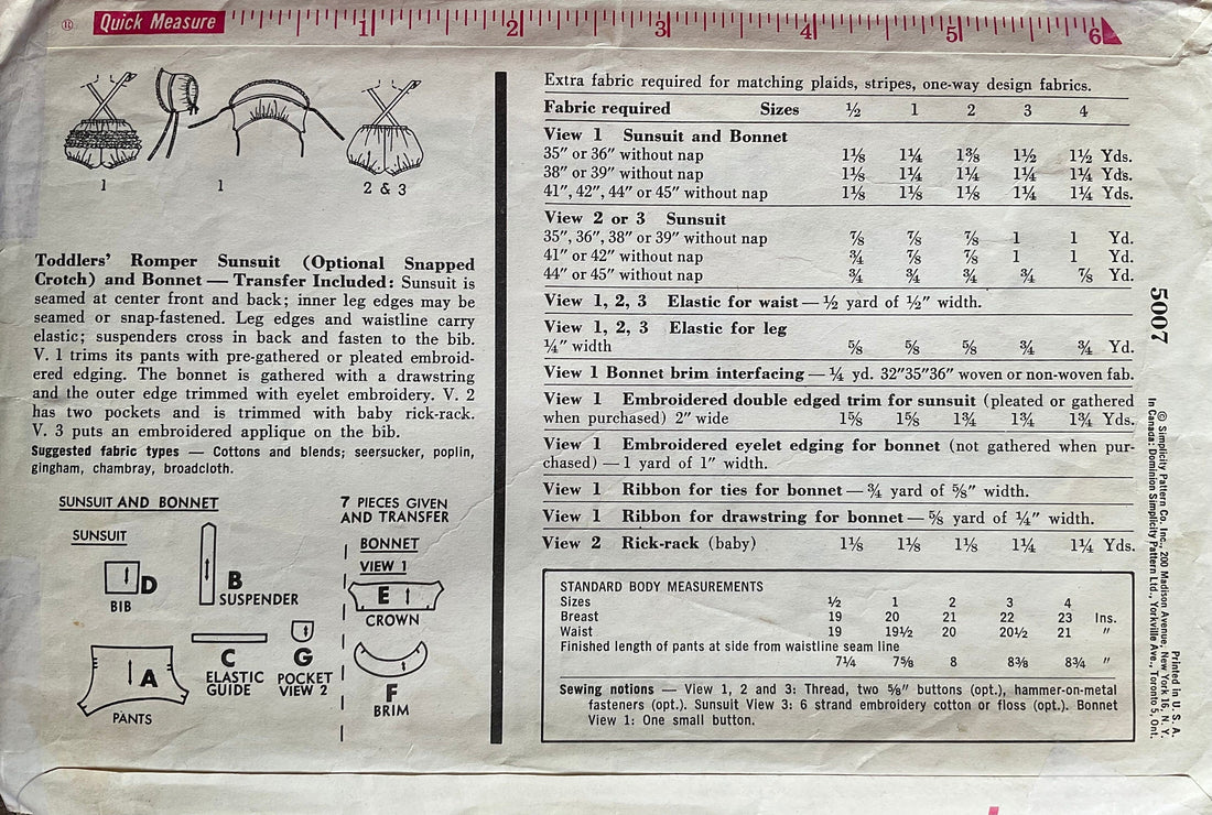 Simplicity 5007 Sewing Pattern (Vintage) CUT