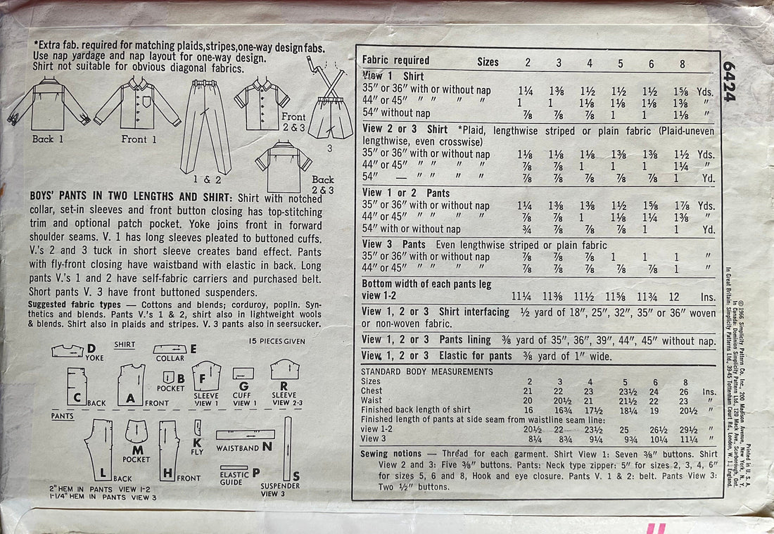 Simplicity 6424 Sewing Pattern (Vintage) UNCUT