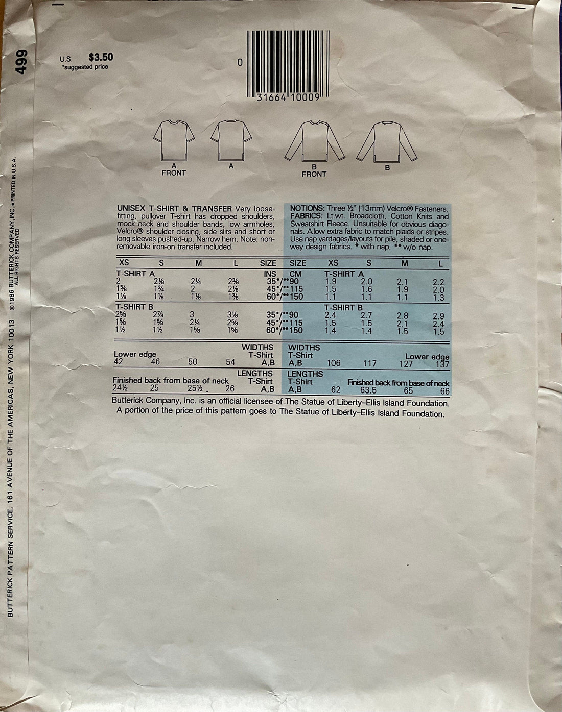 Butterick 499 Sewing Pattern (Vintage) CUT