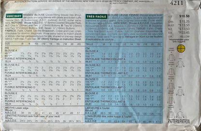 Butterick 4211 Sewing Pattern (Vintage) UNCUT