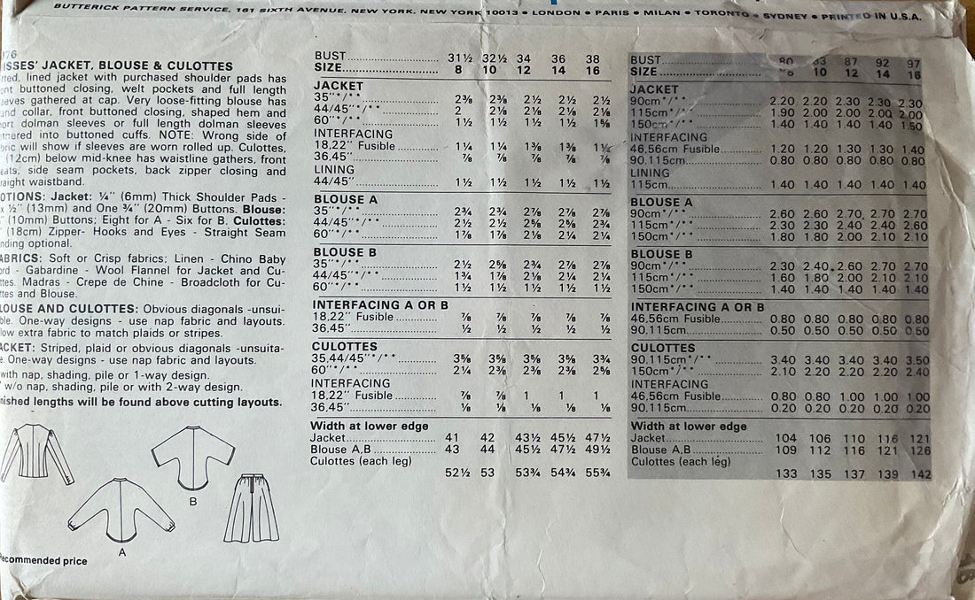 Butterick 4376 Sewing Pattern (Vintage) CUT