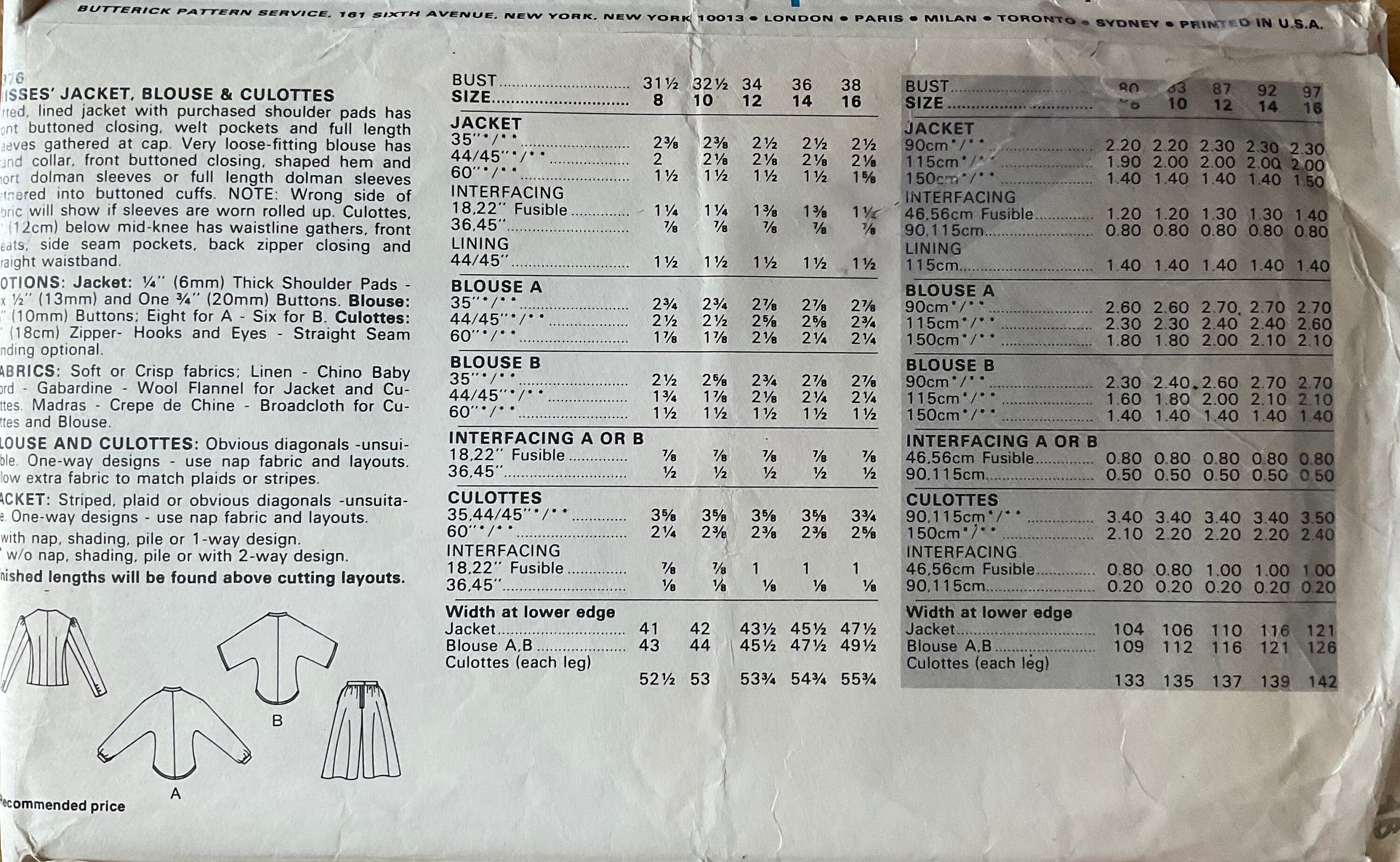 Butterick 4376 Sewing Pattern (Vintage) CUT