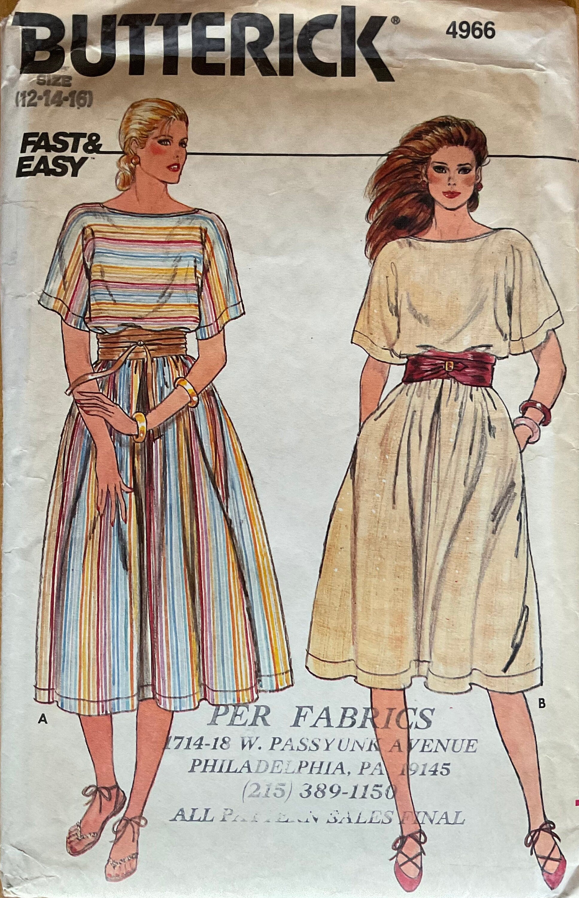 Butterick 4966 Sewing Pattern (Vintage) CUT