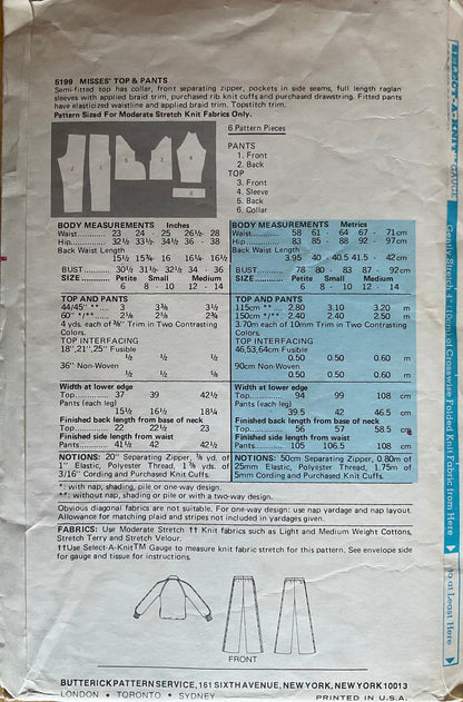 Butterick 5199 Sewing Pattern (Vintage) CUT