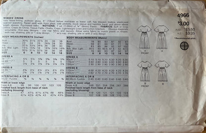 Butterick 4966 Sewing Pattern (Vintage) CUT